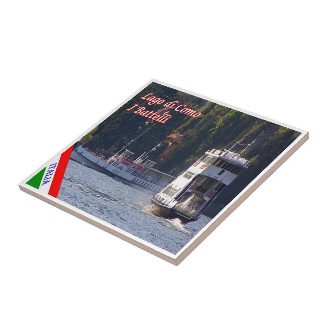 GAL118 LAKE COMO, Boats, Italy, Ceramic Tile (Side)