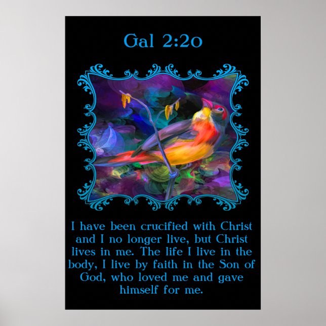 Gal 2:20 Beautiful rainbow colourful sparrow Poster (Front)