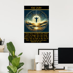 Gal 2:20 Divine presence above serene mountains  Poster