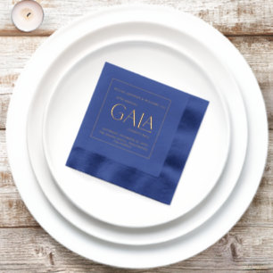 Gala Ball Charity Fundraiser Elegant Navy Gold Foil Napkins