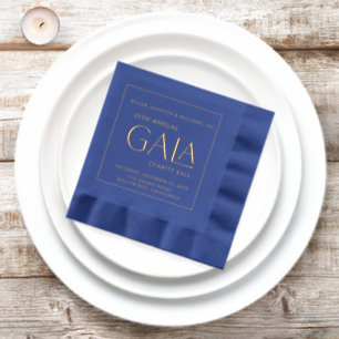 Gala Ball Charity Fundraiser Elegant Navy Gold Foil Napkins