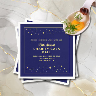 Gala Ball Silent Auction Elegant Blue Gold Napkin