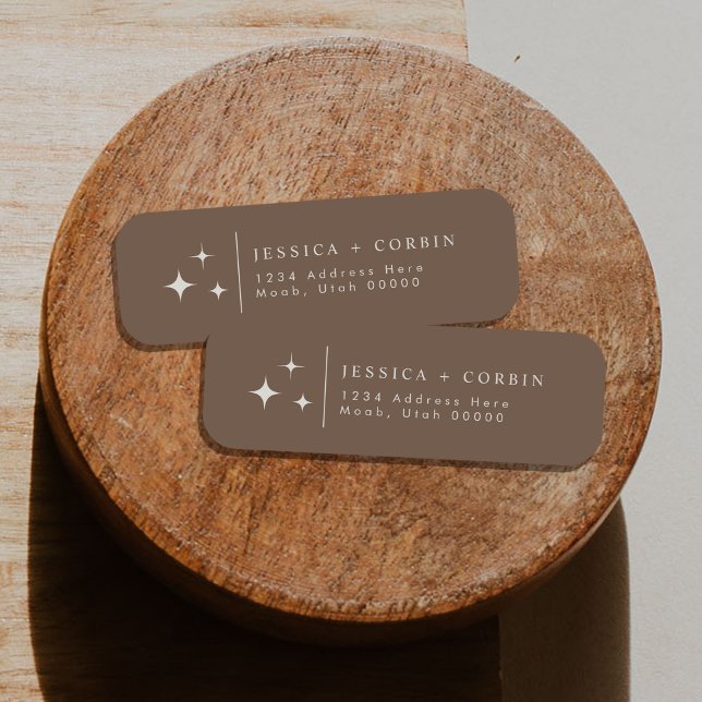 GALA Bohemian Brown Celestial Star Return Address Label (Creator Uploaded)