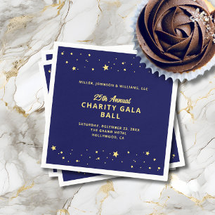 Gala Event Charity Ball Elegant Blue Gold Stars Napkin
