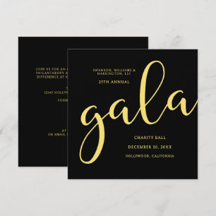Gala Event Charity Fundraiser Elegant Black Gold Invitation
