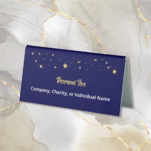 Gala Event Elegant Navy Blue Gold Stars Reserved