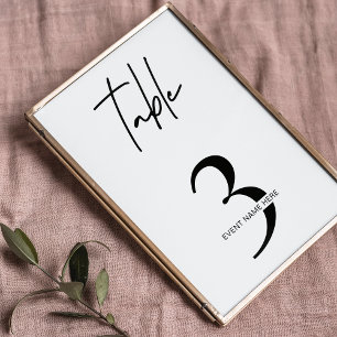 Gala Night Table Number Minimalist Black & White