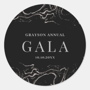 Gala Silver Marble Classic Round Sticker