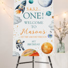Galactic Adventure Boy First Birthday Welcome Sign