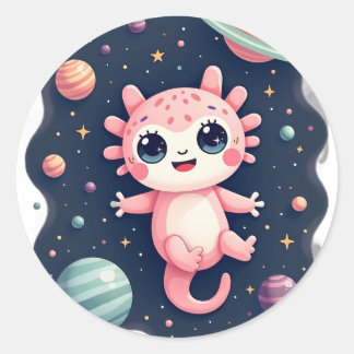 Galactic Axolotl Cosmic Space Kawaii - Cute Space  Classic Round Sticker