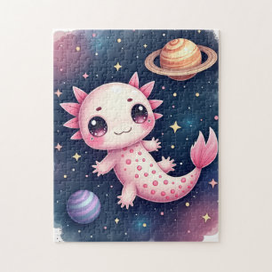 Galactic Axolotl Sticker - Space Axolotl Kawaii Ga Jigsaw Puzzle