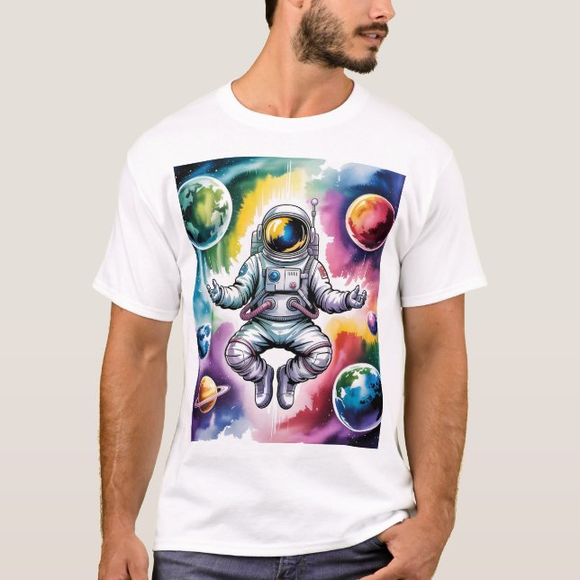 Galactic Balance – Astronaut & The Universe Within T-Shirt (Front)