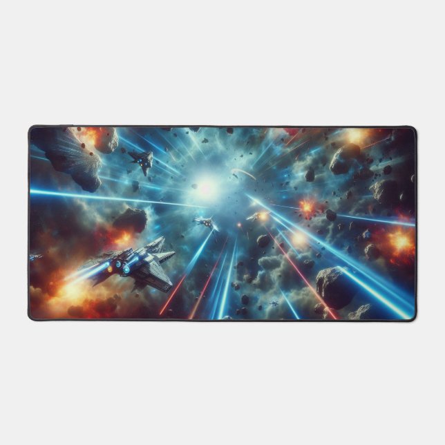 Galactic Battle, Science Fiction Design  Desk Mat (Front)