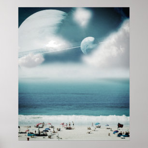 Galactic beach surreal photo image poster