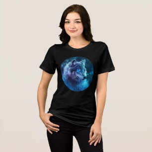 Galactic Blue-Eyed Wolf Art Print Tri-Blend Shirt