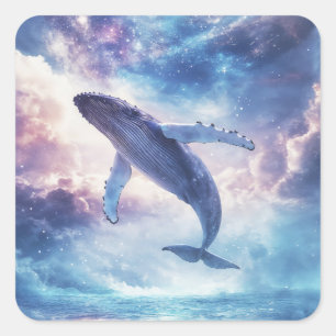 Galactic Breach Humpback Whale in the Cosmos Square Sticker