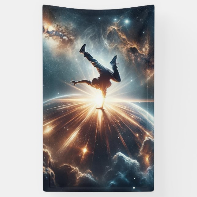 Galactic Breakdance Explosion in Deep Space Banner (Vertical)