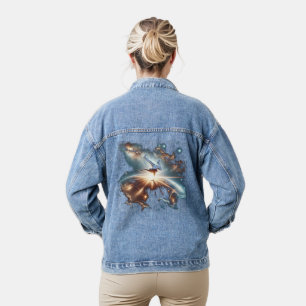 Galactic Breakdance Explosion in Deep Space Denim Jacket