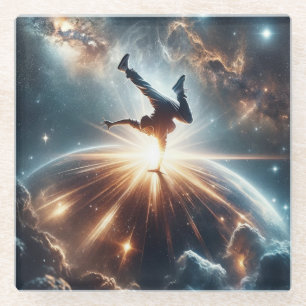 Galactic Breakdance Explosion in Deep Space Glass Coaster
