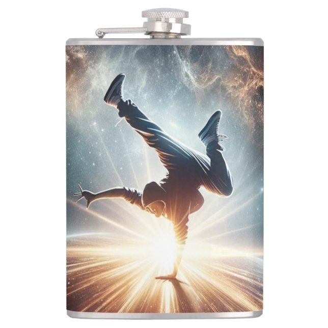 Galactic Breakdance Explosion in Deep Space Hip Flask (Front)