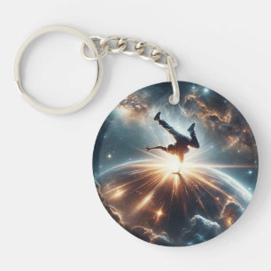Galactic Breakdance Explosion in Deep Space Key Ring