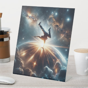 Galactic Breakdance Explosion in Deep Space Pedestal Sign