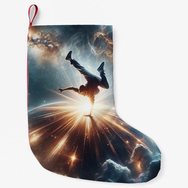 Galactic Breakdance Explosion in Deep Space Small Christmas Stocking (Front)