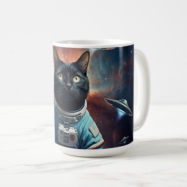 Galactic Cat Astronaut Coffee Mug (Front Right)