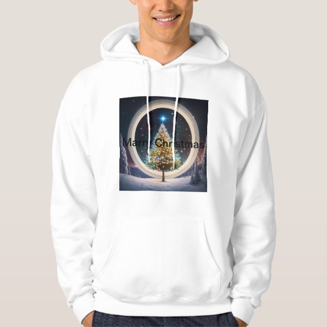 Galactic Christmas: Space-Themed Holiday T-Shirt Hoodie (Front)