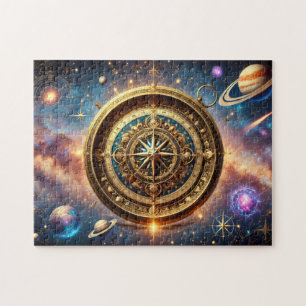 Galactic Compass Celestial Starry Sky Design Jigsaw Puzzle