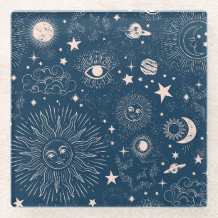 Galactic Constellations: Space Pattern Design Glass Coaster