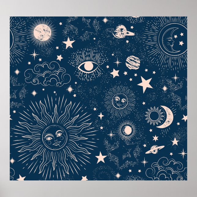 Galactic Constellations: Space Pattern Design Poster (Front)