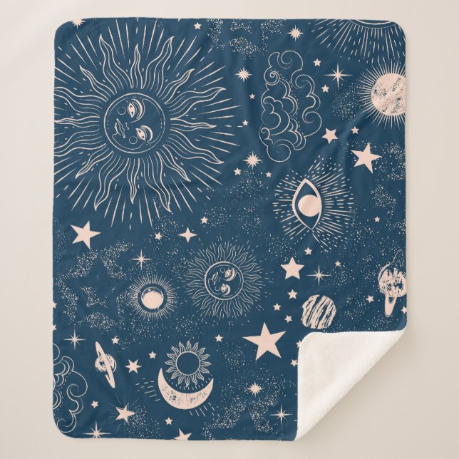 Galactic Constellations: Space Pattern Design Sherpa Blanket (Front)
