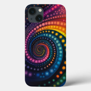 Galactic Cosmic Rainbow Swirl Dots Galaxy  iPhone 13 Case