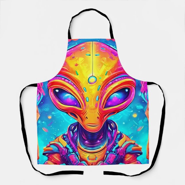 Galactic Cyborg Alien with Neon Glow Apron (Front)