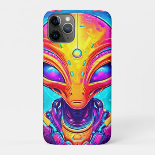Galactic Cyborg Alien with Neon Glow iPhone 11 Pro Case
