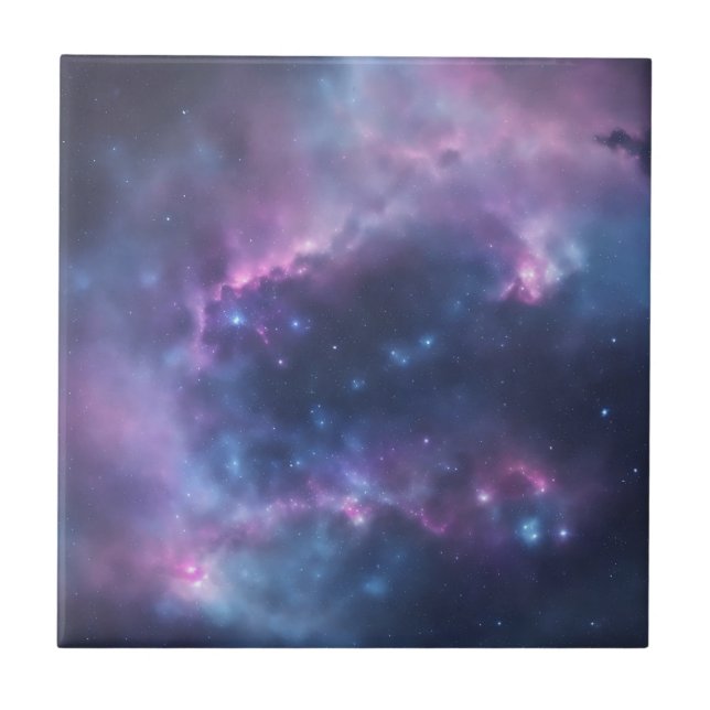 Galactic Dreams Soft Watercolor Splash On Blue Ceramic Tile (Front)
