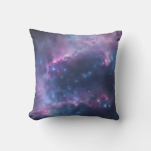 Galactic Dreams Soft Watercolor Splash On Blue Cushion
