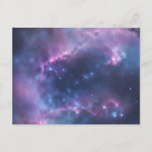 Galactic Dreams Soft Watercolor Splash On Blue Postcard