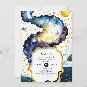 Galactic Editable Space Birthday Invitation