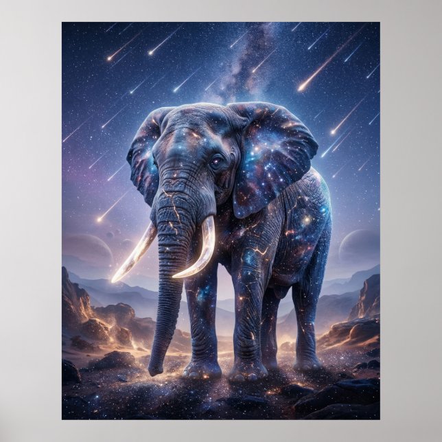 Galactic Elephant Starfall Sky Poster (Front)