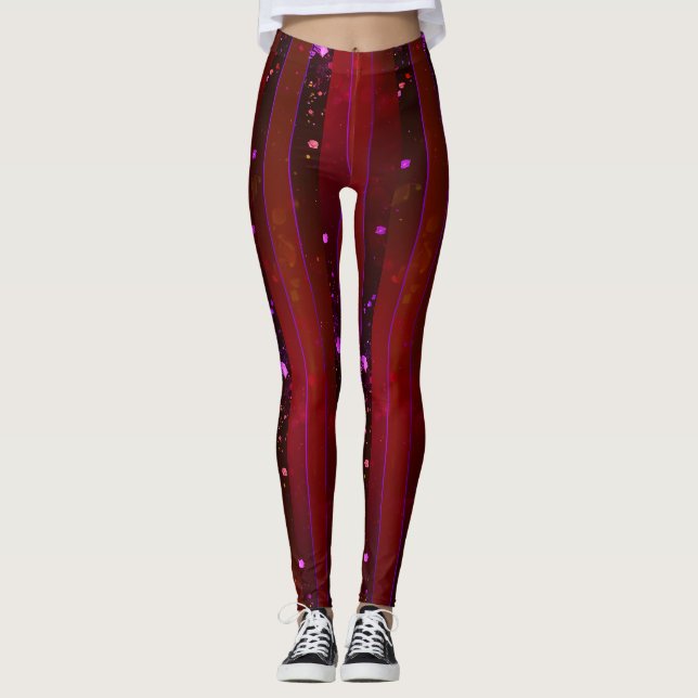 Galactic Ember: Radiant Space-Themed Leggings (Front)