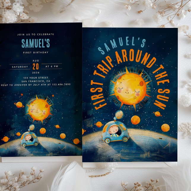 Galactic First Birthday: Solar Orbit Celebration Invitation (Creator Uploaded)