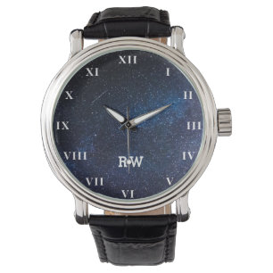 Galactic Galaxy Outer Space Nebula Navy Blue Watch