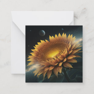 Galactic Garden: Surreal Sunflower Art Card