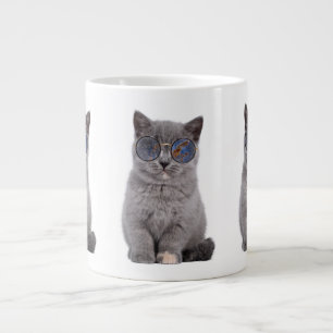 Galactic Gaze The Stellar Kitty in Sunglasses Large Coffee Mug