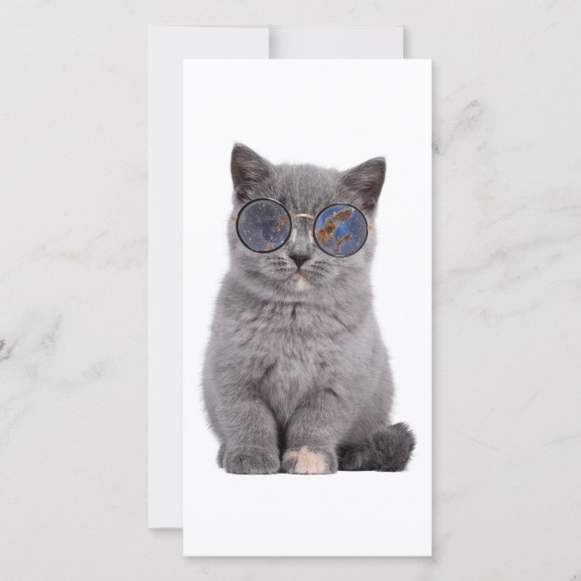 Galactic Gaze The Stellar Kitty in Sunglasses Thank You Card (Front)