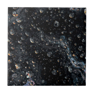 Galactic Gemstone Droplets on a Cosmic Canvas Ceramic Tile
