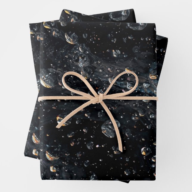 Galactic Gemstone Droplets on a Cosmic Canvas Wrapping Paper Sheet (In situ)