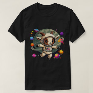 Galactic Goat T-Shirt with UFO   Funny Space anima